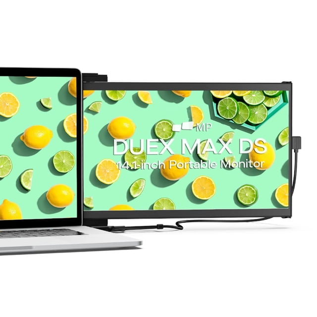 Mobile Pixels New Duex Max DS 14.1'' FHD 1080p Extensor de pantalla para computadora portátil, puertos USB tipo C/HDMI, monitor portátil para computadoras portátiles de 14'' a 17 pulgadas, compatible