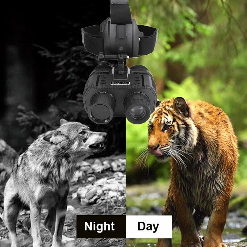 BekinTek 4K 3D Helmet Mounted Night Vision Binoculars Head Mountable Telescope Rechargeable NVG Goggles Full Dark Observe 8x Digital Zoom 4K Video 36M Photo Vision Compensation