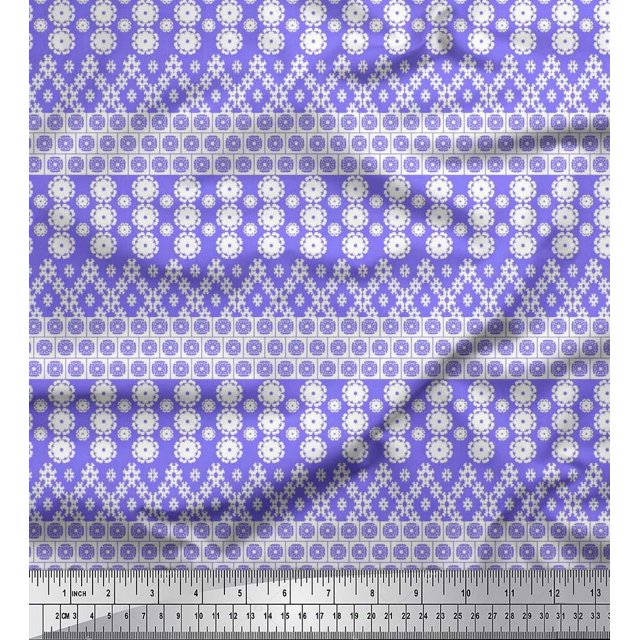 Soimoi Poly Georgette Fabric Artistic Floral Printed Fabric 1 Yard 52 Inch Wide