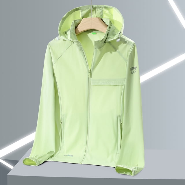 LOVZFMLL Vestes pour Femmes Femme Décontracté Solide Sport à Capuche Manches Longues Fermeture Éclair Anti-Soleil Haute Élasticité