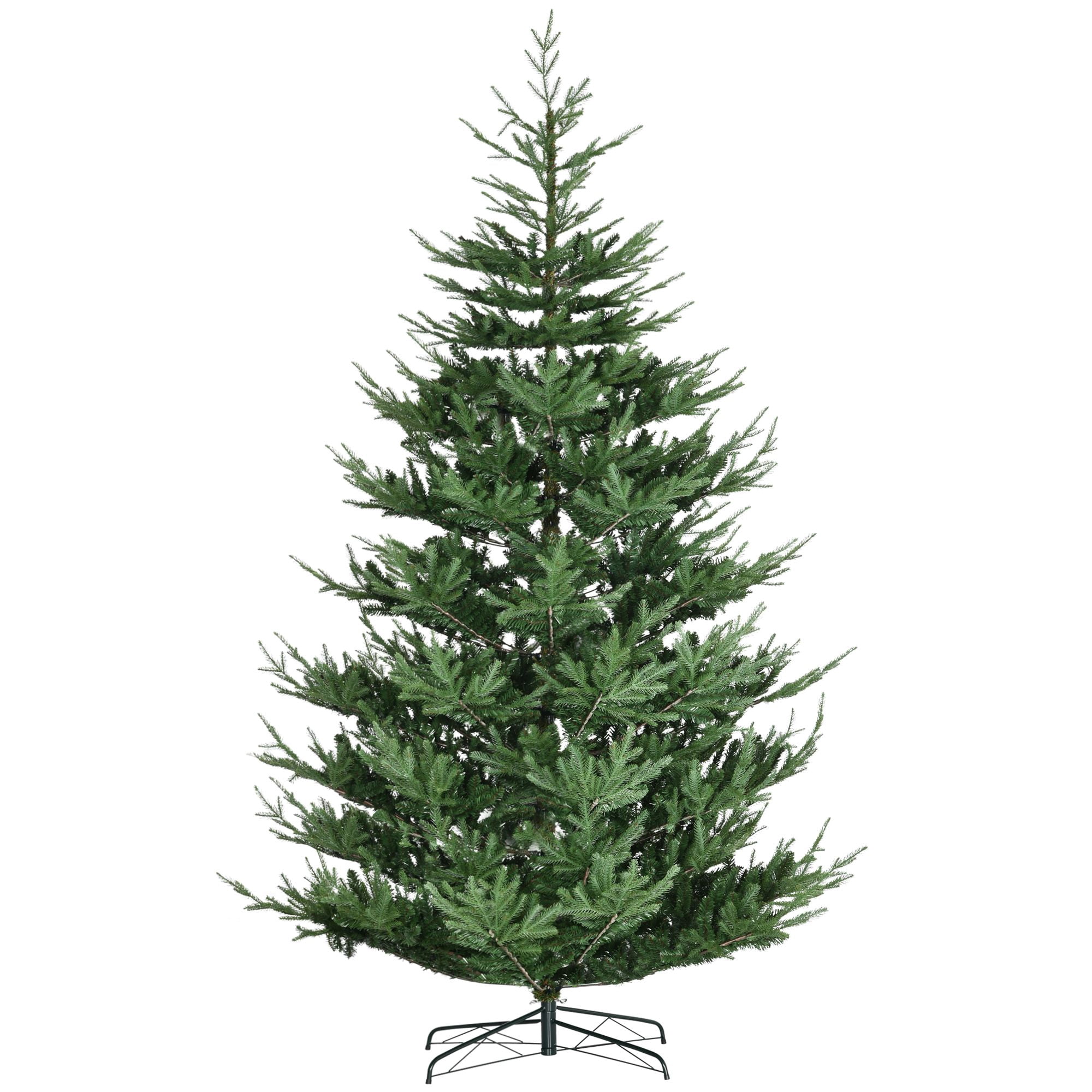 9 ft Artificial Christmas Tree, Pine Hinged Xmas Tree with 1939 Realistic Branches, Steel Base, Auto Open, 59.1 in Diameter, 106.3 in Height, Indoor Use