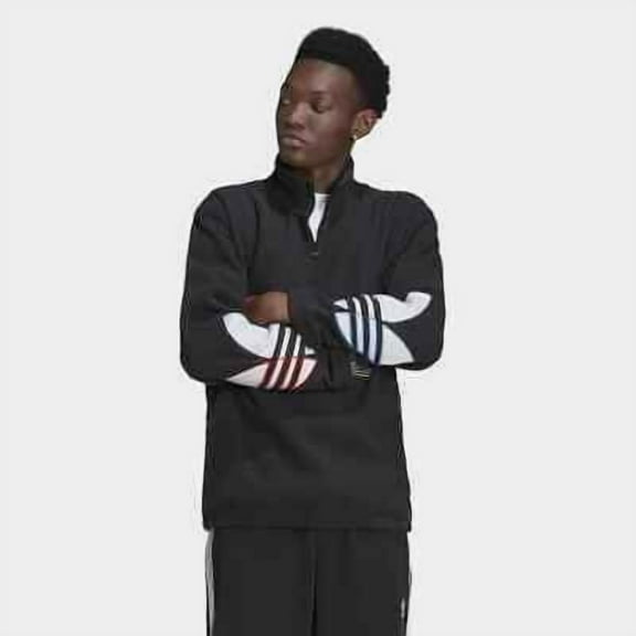 Adidas Men's Originals Adicolor Trefoil Polar Fleece Half-Zip Sweatshirt Black-M