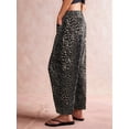 thumbnail image 4 of Women'S Mid Rise Jeans Vintage Loose Wide Leg Cropped Denim Pants Y2k Baggy Boyfriend Jeans Black Leopard M, 4 of 5