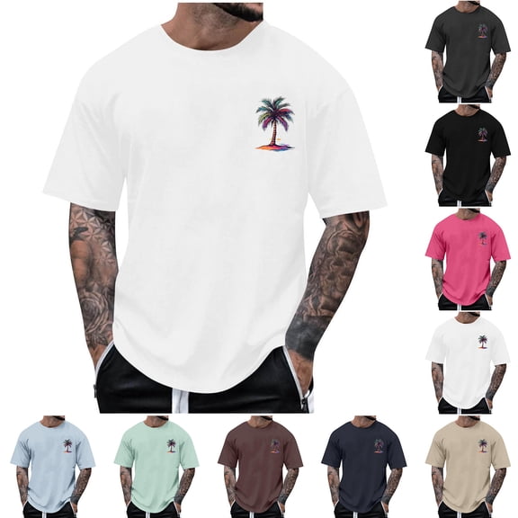 Cotton T Shirts for Men 4xlt Casual Loose Fit Round Neck Streetwear Tees Clothes Short Sleeve Summer Tees Casual Plain Shirts