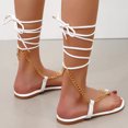 thumbnail image 4 of Lilgiuy Women Shoes Metal Chain With Thin Straps Ankle Loops Straps Flat Sandals, 4 of 6