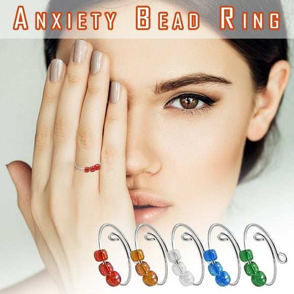 Sentmoon Stackable Rings for Women Wedding Rings for Women Women Ring Anxiety Bead Coil Rotate Fidget Band Adjustable Spinner Jewelry Gift