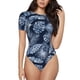thumbnail image 1 of Fotbe Tropical Leaves Body de Mujer con Cuello Redondo y Mangas Cortas, Sin Mangas Ajustado, Suave, Cómodo y Básico-Large, 1 of 7