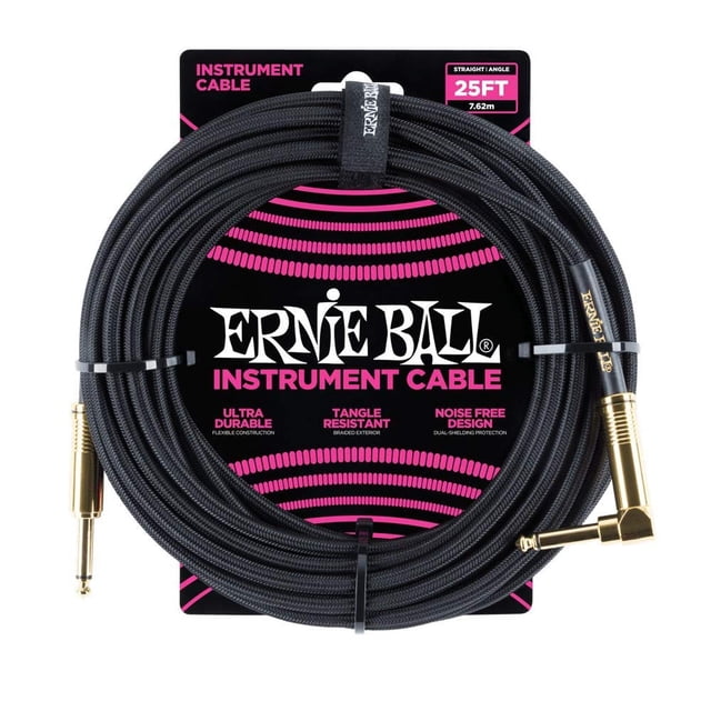 Cable para Instrumentos Ernie Ball Negro Trenzado 7,6 m