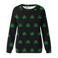 thumbnail image 4 of TKLPEHG St. Patrick's Day Sweatshirt for Women Green Shamrock Long Sleeve Tops Clovers Print Round Neck Pullover Tops (Black,L), 4 of 4