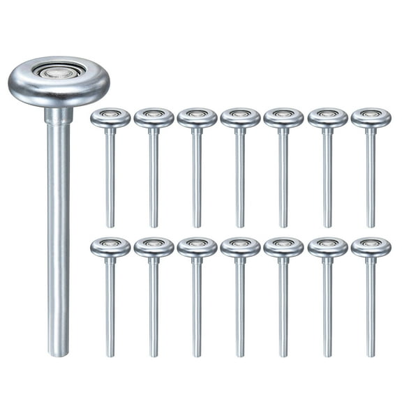 15 Pack 1.8" Zinc-Plated Steel Garage Door Rollers, 4.72" Long Stem, Silver