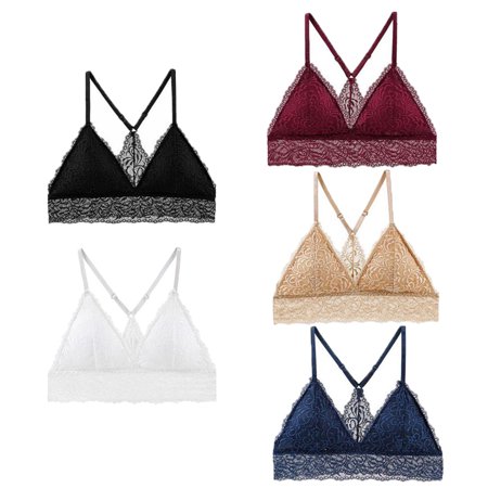

Xmarks 5 Pieces Wireless Bra Full-Coverage Wirefree Bra ComfortFlex Fit Bra for Everyday Wear