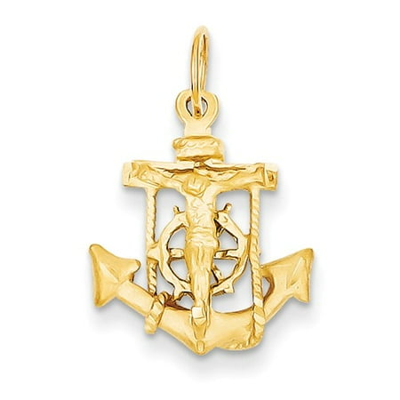 14k Yellow Gold Mariners Cross Crucifix Pendant