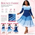 thumbnail image 4 of Bouncy Dress for Women Church, Pearl Midi Dress with Gradient Print, Elegant 3/4 Sleeve A-Line Swing Dress for Party, Wedding Guest & Special Occasions, 4 of 5