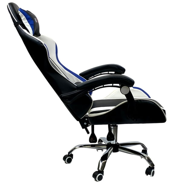 ViscoLogic MUZII Ergonomic Racing Adjustable Height Computer Office Gaming Chair Black Blue White
