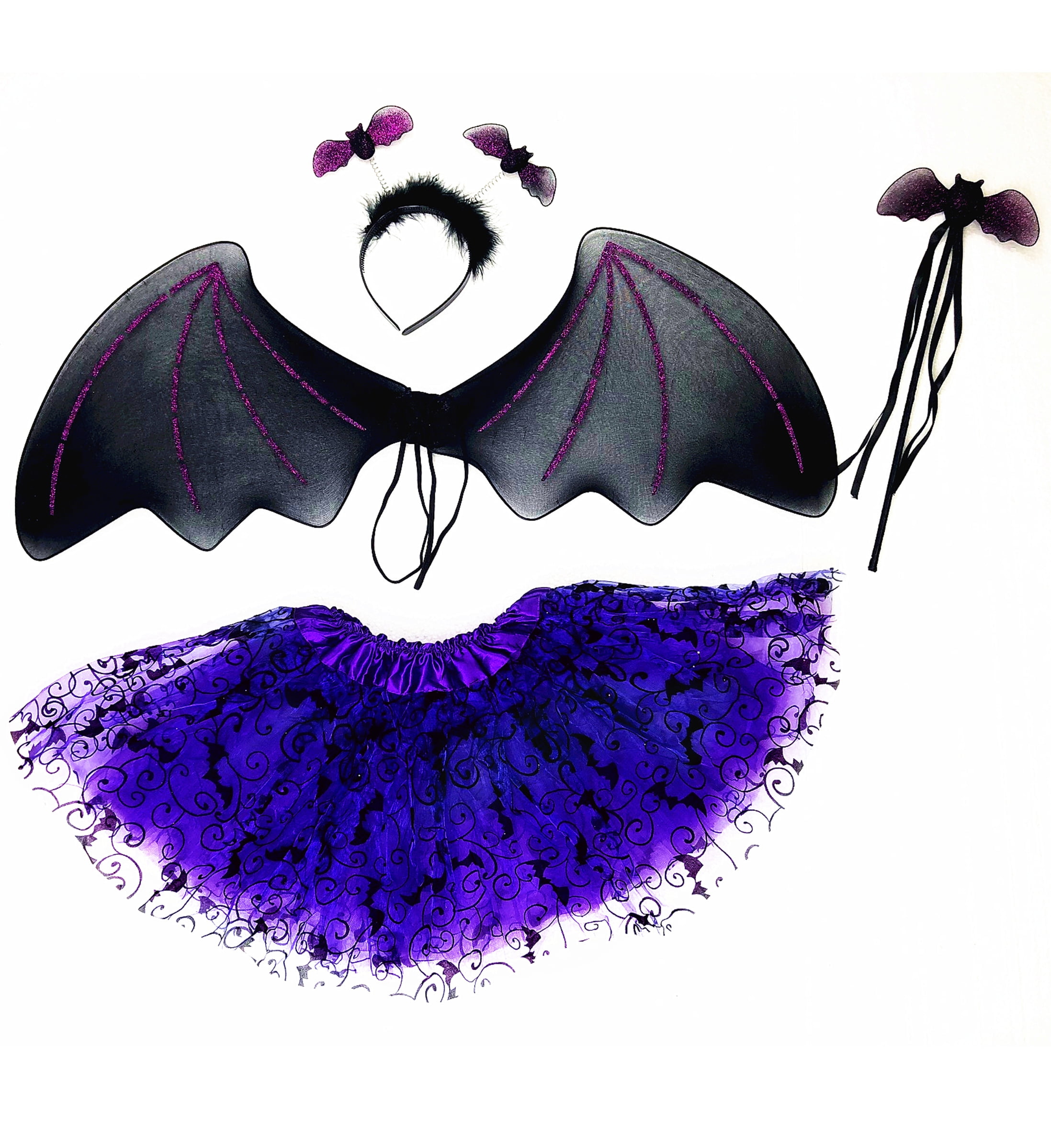 Girls Fancy Dress Halloween Party Accessory Flying Bat Boppers Headband