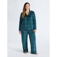 thumbnail image 2 of Joyspun Women’s Stretch Velour Notch Collar Long Sleeve Pajama Set, Sizes XS to 4X, 2 of 5