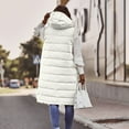 thumbnail image 6 of Women's Plus Size Long Hooded Puffer Coat, Solid Color Quilted Jacket, Mid-Calf Winter Coat, Warm Faux Fur Lined Coat, Loose Fit Outerwear White L, 6 of 6