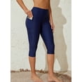 thumbnail image 4 of Alove Women High Waisted 7" Swim Pants Swim Capris Swim Shorts Swimming Leggings with Two Pockets, 4 of 6
