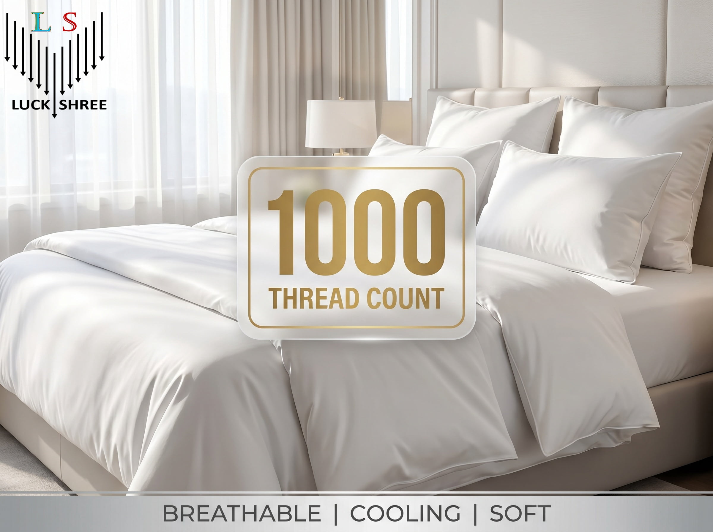 100% Viscose from BAMBOO Sheets Set Full-XL Size - 1000 Thread Count - 4 Piece Bedding - 18" Deep Pocket - Light Gray