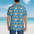 thumbnail image 4 of Sikiie Corgi Dog Face Print Men's Hawaiian Shirt, Summer Beach Button Pocket Short Sleeve T-Shirt,, 4 of 7