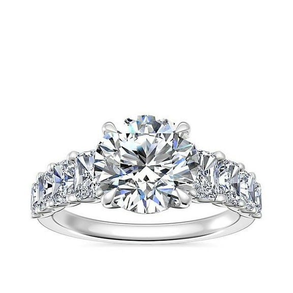 3.00 Carat Round Cut Moissanite Unique Wedding Ring for Ladies in Solid 14K White Gold Size 7 by Diamond-Capitals