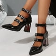 thumbnail image 2 of SCHUHLAND Women's Rose Clear Heels Pumps, Patent Leather Pointed Toe, Metal Buckle Ankle Strap, Punk Style, 2 of 16