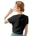 thumbnail image 6 of ALING Tunic Tops For Women Short Sleeve Round Neck T Shirts Casual Tee Cute Yoga Tops, Crewneck T-Shirt Workout Shirts For Running Gym Athletic Shirts,White/Black, 6 of 7