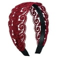 thumbnail image 2 of harmtty Headband Anti-slip with Teeth Elegant Wide High Toughness Stable Fixing Hair Accessories Delicate Lace Embroidery Women Hairband for Party,Red, 2 of 8