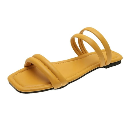 VerPetridure Sandals for Women Casual Summer Fashion Women s Summer Slip-On Flat Beach Open Toe Breathable Sandals Shoes
