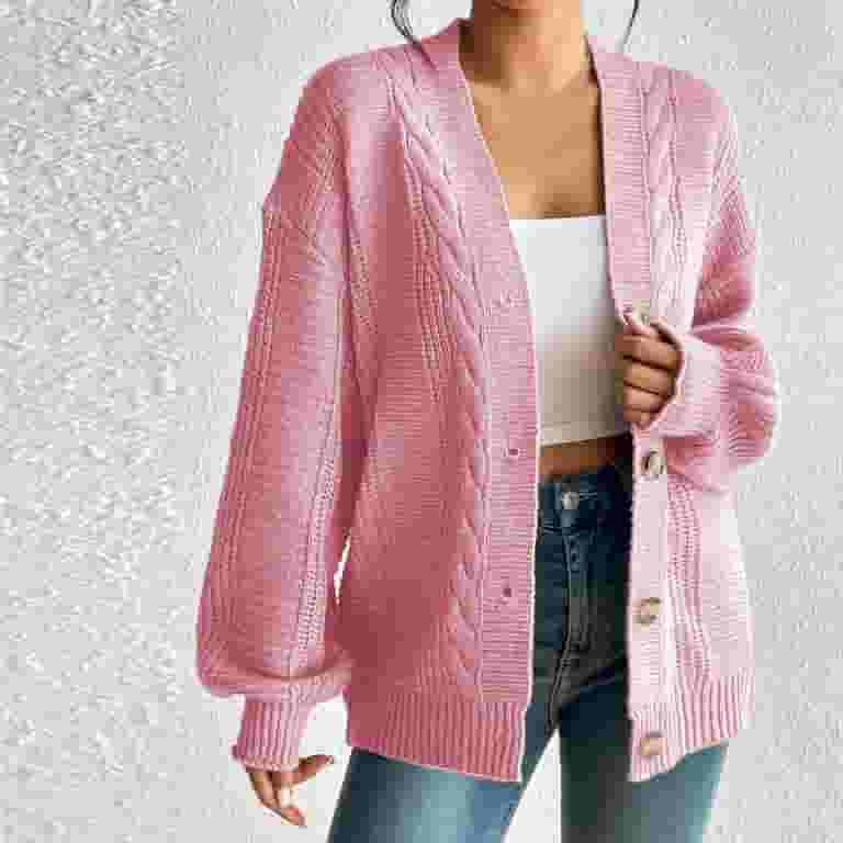 ずっと気になってた Virmaxy Knit Button Sleeve Long Fashion Women's Cardigan Clothing