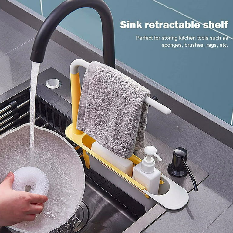 Kovot Expandable Over The Sink Shelf Extends in Length from 24.5 to 40.75  | Add Additional Storage for Soaps, cleansers, sponges and More 8.5 H x