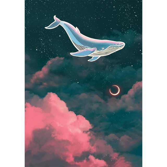 Taladro Pintura Diamante (DE8060) DIY 5D Rhinestone Ballena Cielo Kit de Resina Redonda Completa 40x50cm Hugtrwg Para estrenar