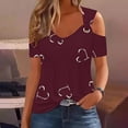 thumbnail image 2 of EINCcm Sexy Cold Shoulder Tops for Women 2024 Summer Short Sleeve Tshirts Blouses Ladies Tunic Tops, 2 of 5