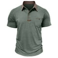 thumbnail image 2 of Yievot Cotton Golf Shirts for Men Summer Classic Casual Button Short Sleeve Collared Shirt with Pocket, 2 of 9