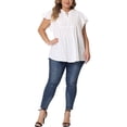 thumbnail image 2 of Agnes Orinda Blusa de Peplum para Mujer Talla Grande con Cuello en V y Volantes, Fluida, 1X, Blanca, 2 of 6