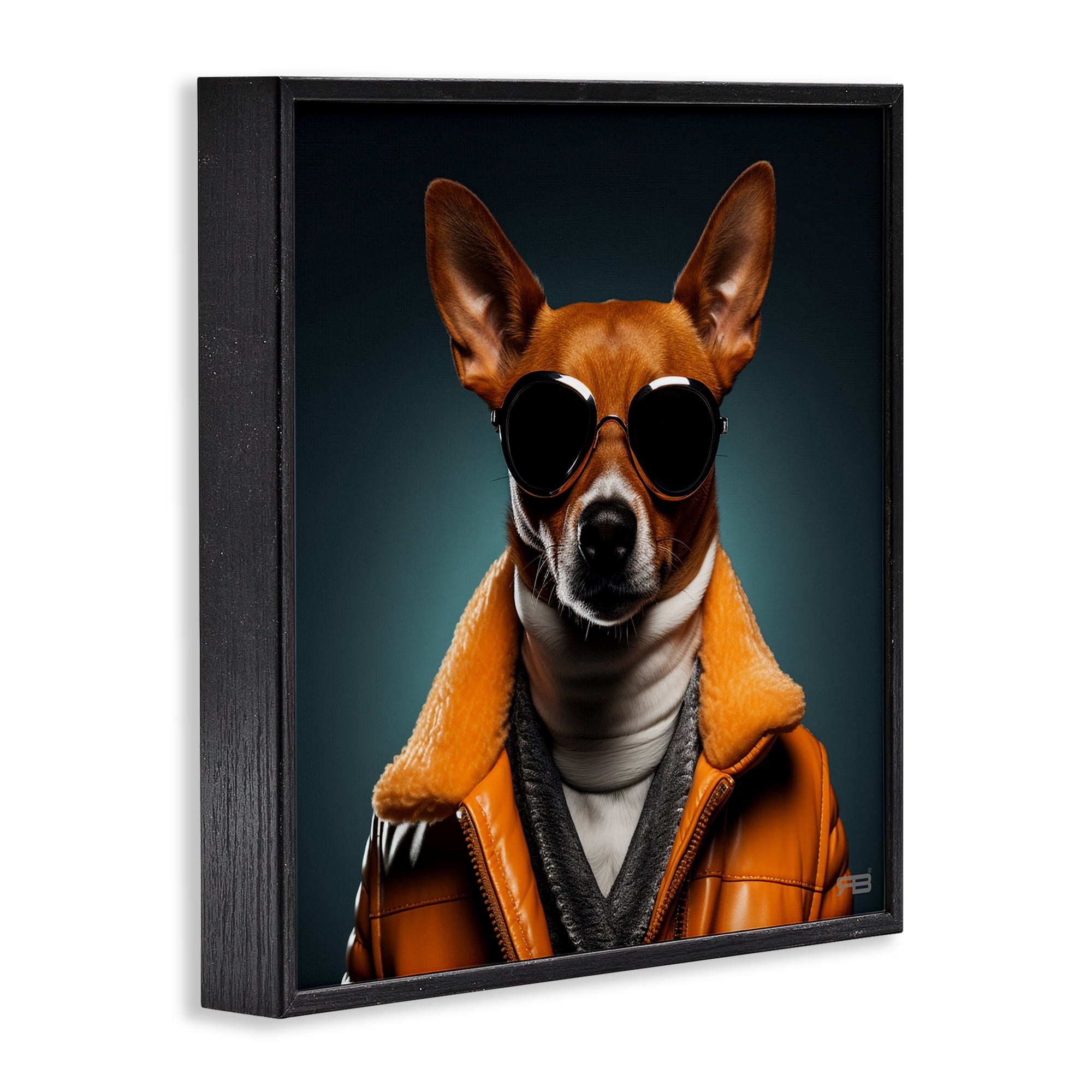 Stupell Industries Stylish Dog with Sunglasses Animals & Insects Painting Black Framed Art Print Wall Art, 24 x 24