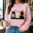 thumbnail image 3 of Halloween Shirt, Black Cat Costume Sweatshirt, Ghost Mummy Witch Kitty Hoodie, Spooky Cat T-Shirt, Cute Halloween Gift for Cat Lovers, 3 of 9