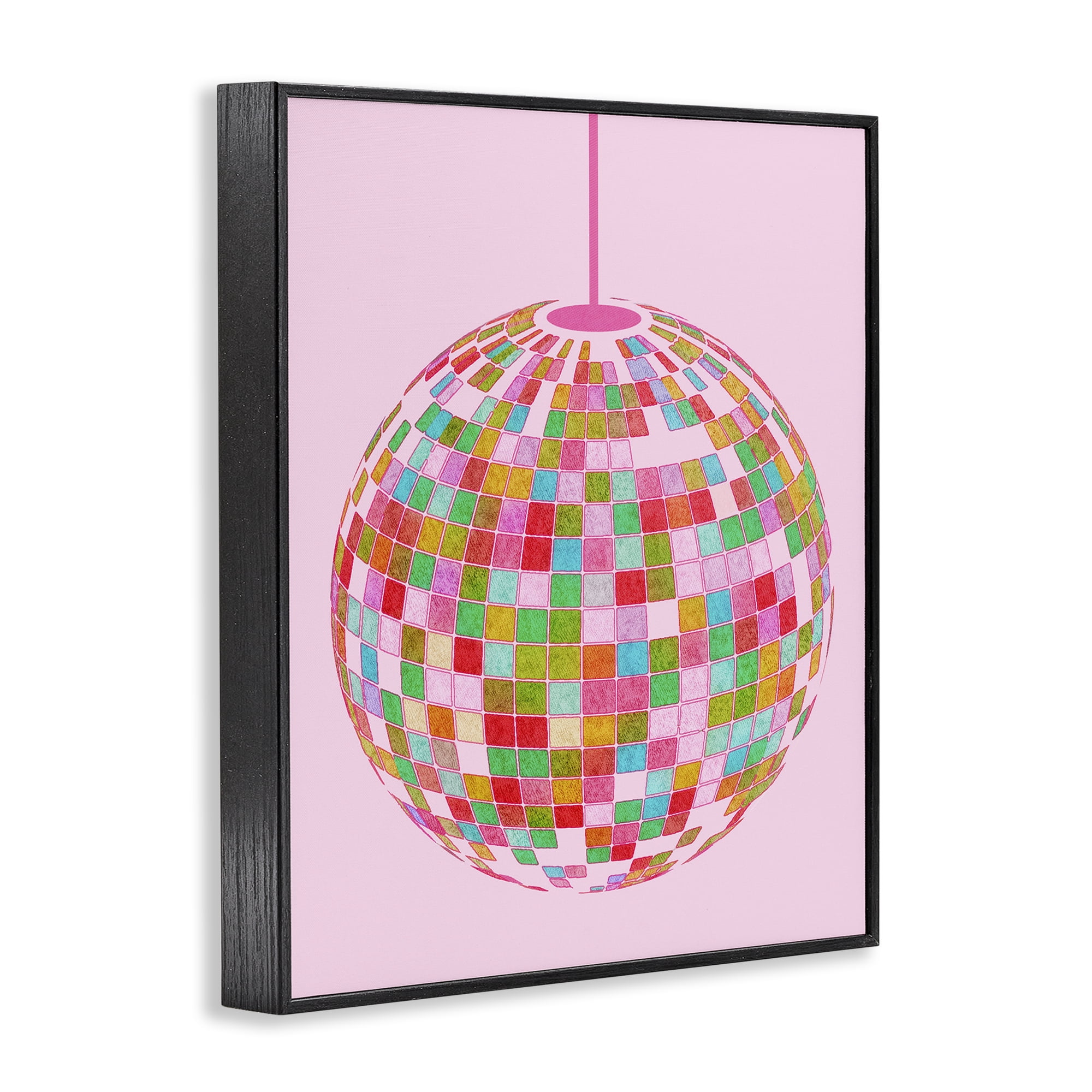 Stupell Industries Bold Patterned Disco Ball Performing Arts Painting Black Framed Art Print Wall Art, 24 x 30