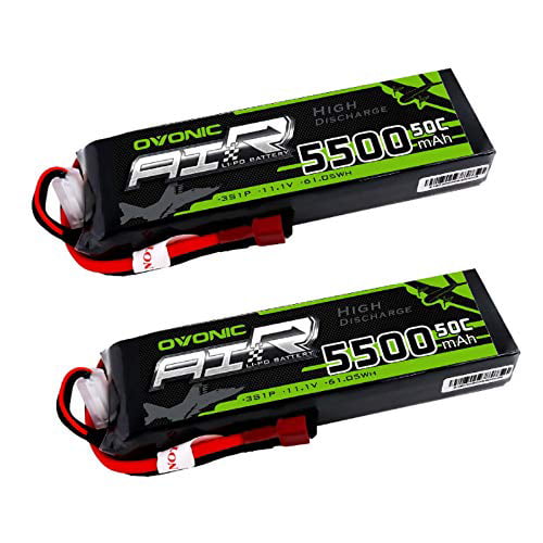 2 Packs Ovonic 3s Lipo Battery 50C 5500mAh 11.1V Lipo Battery with Dean-Style T Connector for RC Airplane Quadcopter Helicopter FPV Drone 