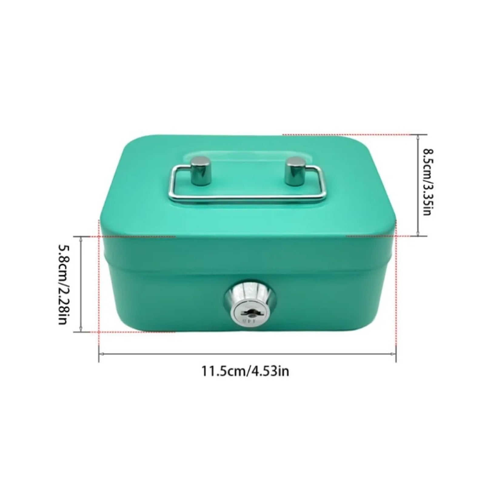 Metal Key Lock Cash Box with Handle Small Money Organizer Storage Box with Lockable Cover for Easy ,Multiple Options Available