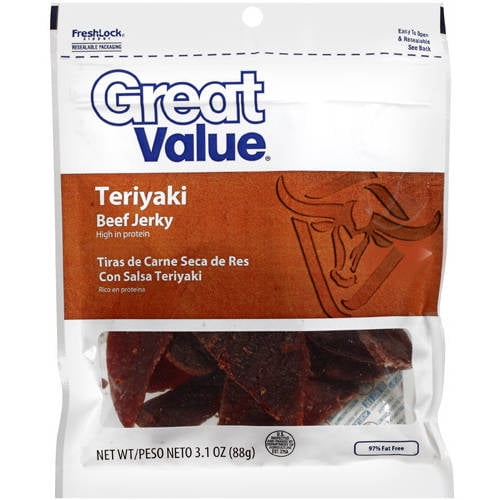 Great Value Beef Jerky, Protein Snack, Teriyaki, 3oz by Generic