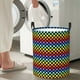 thumbnail image 5 of Balery Rainbow Chequerboard Cesta de ropa redonda con asas, impermeable, independiente, para ropa, juguetes, dormitorio y familia-Medium, 5 of 6