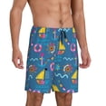 thumbnail image 2 of Fuzoiu Sailboat With Sailing Print Pajama Shorts for Men, Men's Pajama Bottoms,Mens Lounge Sleepwear,Pajama Pants with Pocket-Small, 2 of 6