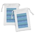 thumbnail image 1 of Nautical Fabric Pouch Set of 2, Abstract Waves Cartoon Sea Shipping Transport Ornament Nature Waterscape, Drawstring Bag for Toiletries Masks and Favors, 9" x 6", Blue Teal Turquoise, by Ambesonne, 1 of 2