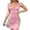 Pink, variant on Women's Cami Lace Side Sleepwear Nightgown Short Slip Dress Sexy Lingerie V - Neck Plus Size (S - XL) Satin Trim Hollow Out Pajama