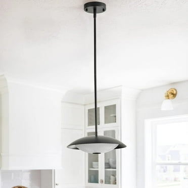 LED Pendant Light Fixture 3 Color 1- Light Black Finish Pendant Lighting with Bowl Shade Farmhouse Industial Adjustable Hanging Lighting for Kitchen Island Dining Room Entryway