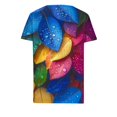 thumbnail image 4 of Women's Asymmetrical Neck Tee Floral Tshirts Short Sleeve Blouse Loose Tunic Tops Summer Clothes, 4 of 4