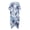 Blue Tropical Hibiscus Floral Print, variant on Women's Art Deco Fan Shell Kimono Cover Up - Lightweight Breathable Beachwear for Summer Vacation & Poolside - Loose Flowy Bikini Coverup
