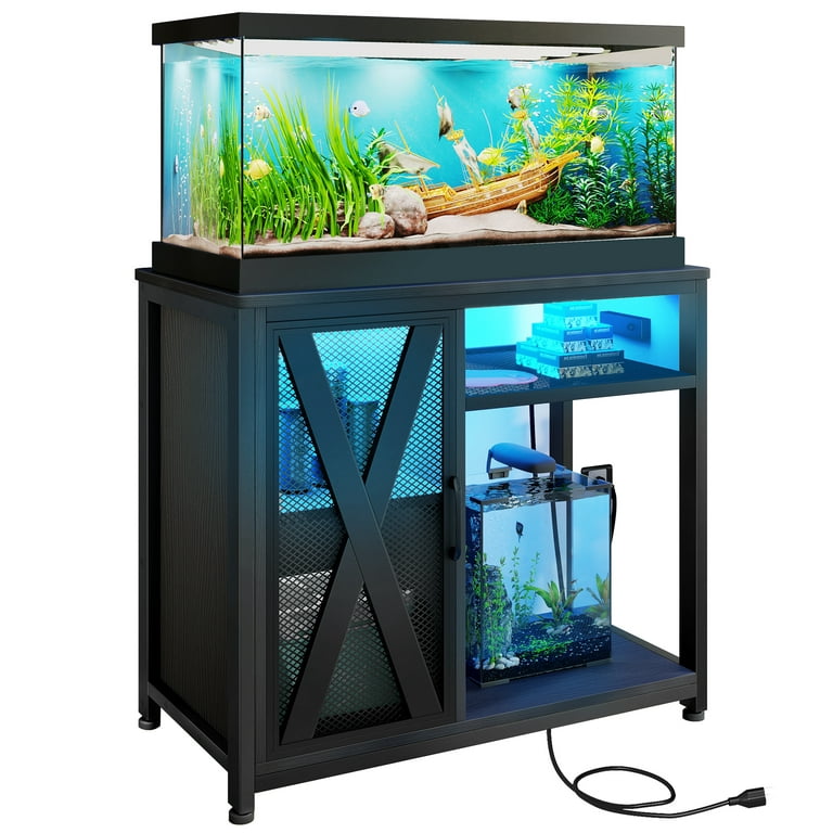  DWALE 40-50 Gallon Fish Tank Stand with Cabinet Accessories  Storage,Heavy Duty Metal Frame ,Aquarium Turtle Tank Bearable 900 lbs,36.6  x 18.9 x 31.6 : Pet Supplies