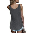 thumbnail image 4 of Women Summer Tops Women Sleeveless Summer Casual Tops O Neck Solid Color Casual Shirts Loose Fit Blouse Women's Shirts Sleeveless Tunic Loose Fit Tank Top Dresses for Clothes Woman Denim Dark Gray L, 4 of 7